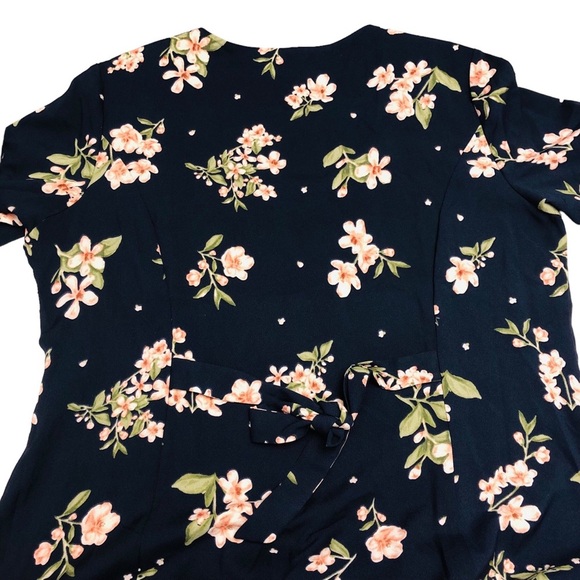 Jessica Howard Size 16 Maxi Dress Navy Blue Summer Floral Button Front - Picture 11 of 13